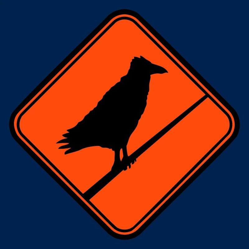 Raven Sitting Caution Cable Sign Note