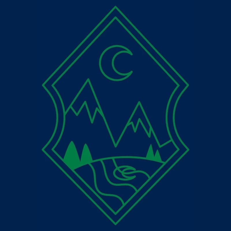 BOHO moonlit mountains and moon reflection