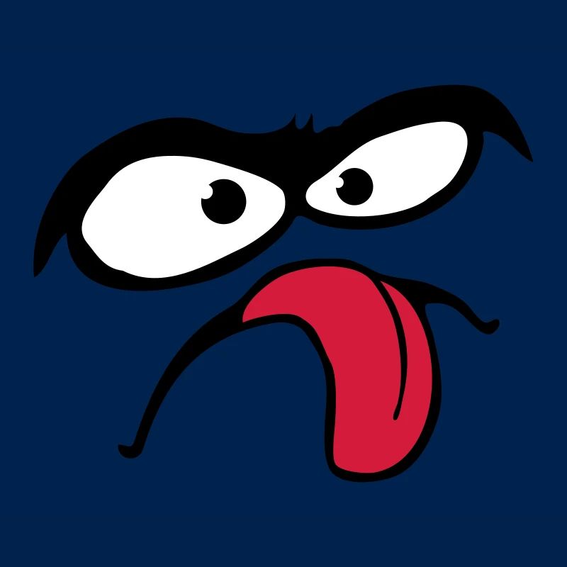 Thick Eyebrows Comic Face Tongue Stick Out