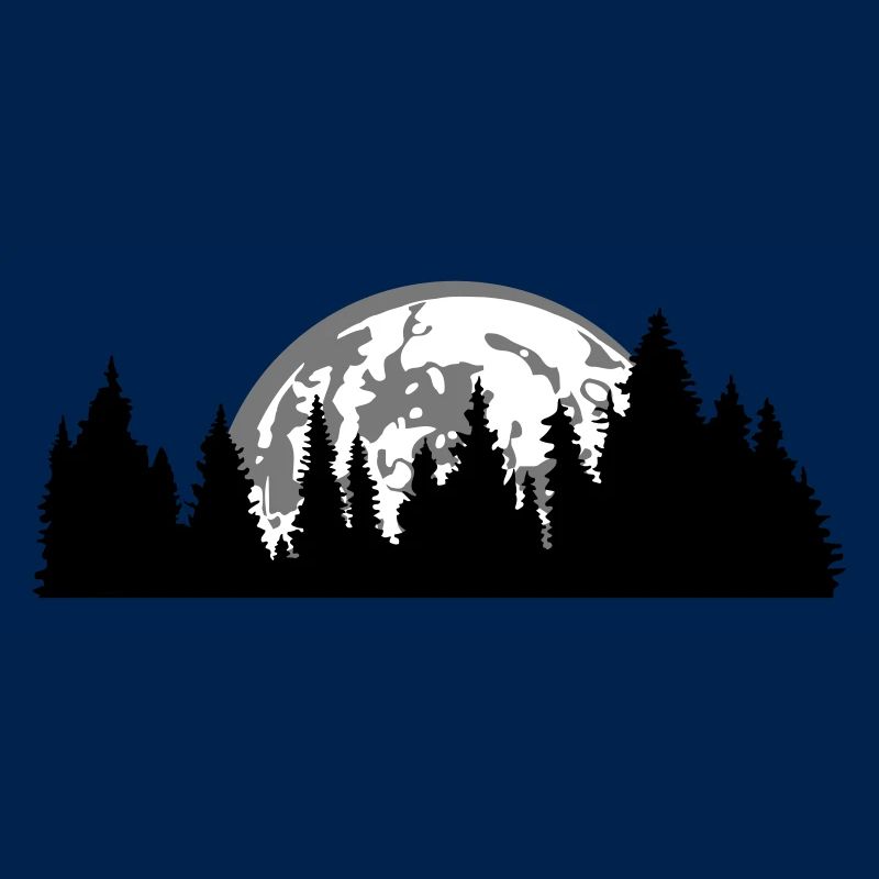 moon night full moon setting tree forest conifer