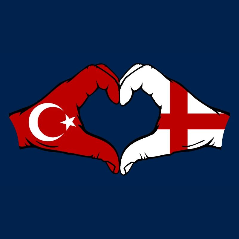 Turkey England Flag Hands Heart Shape
