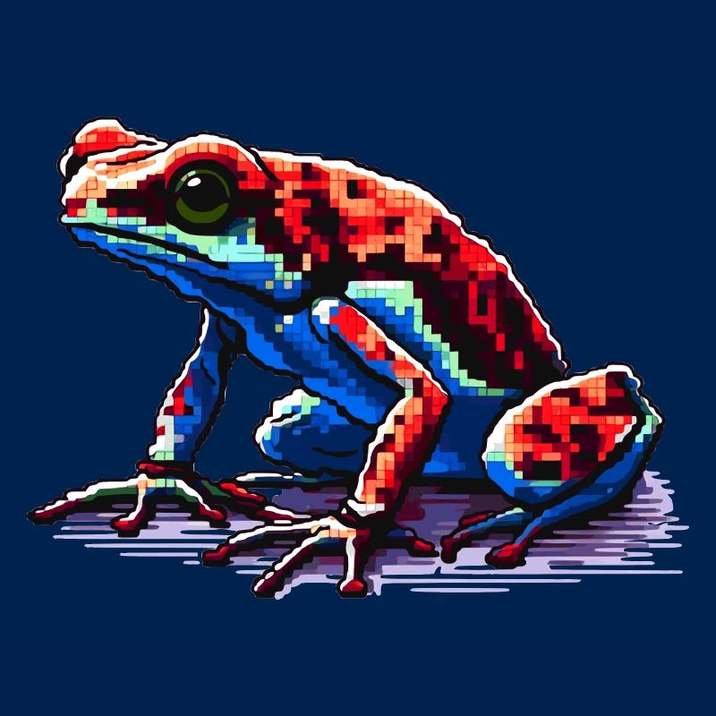 Grenouille dendrobate empoisonnée colorée en aspect pixel 8 bits