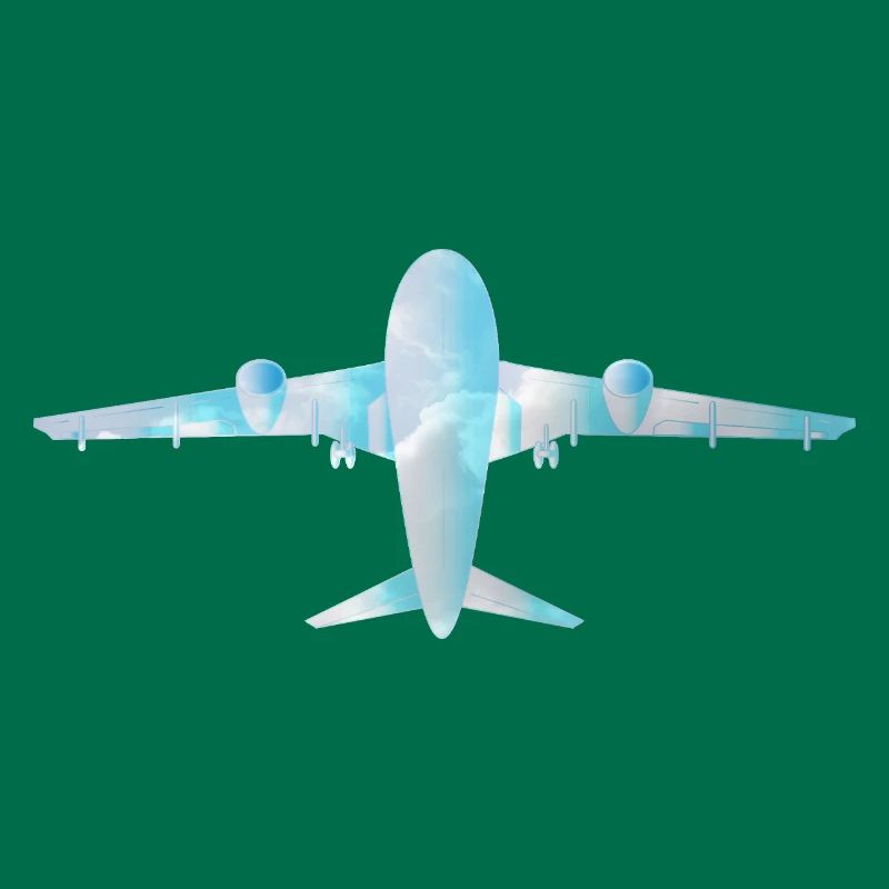 Passenger plane with cloud pattern