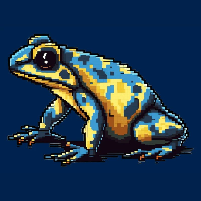 Farbenfroher Retro Pixel Pfeilgiftfrosch in 8 Bit
