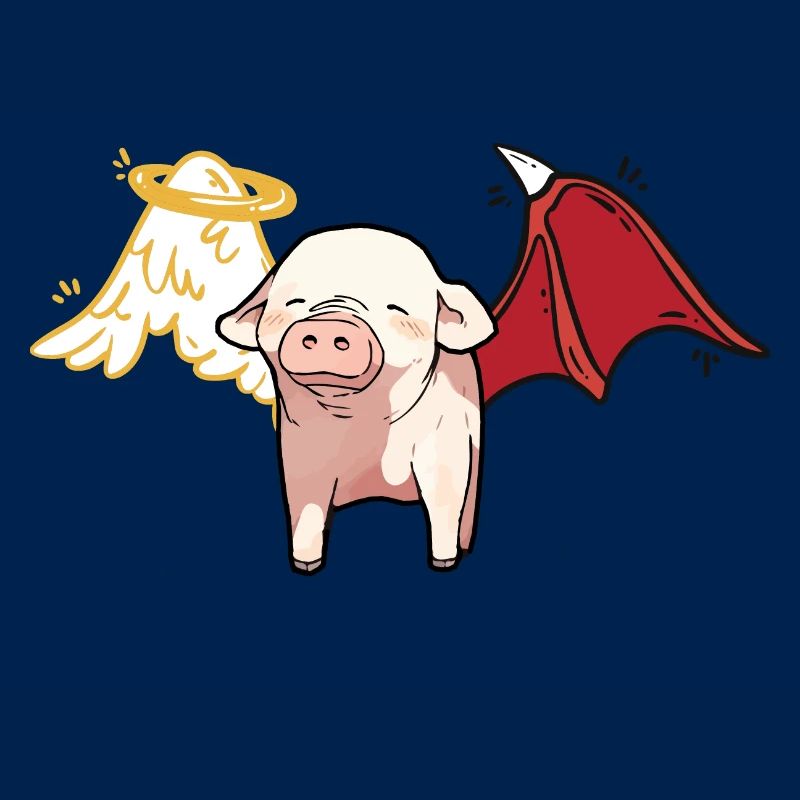 Celestial Satanic Pig Angel Devil