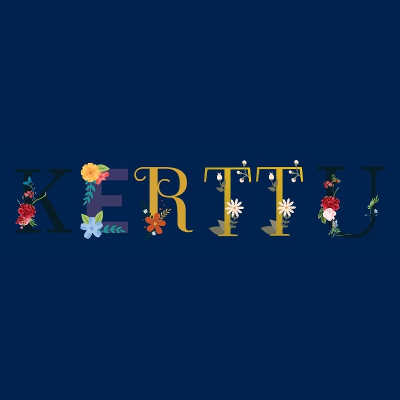 Le nom de KERTTU est décoré de fleurs