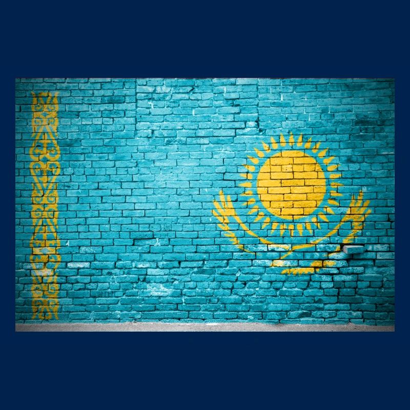 Affiche de graffiti de drapeau de mur de brique du Kazakhstan