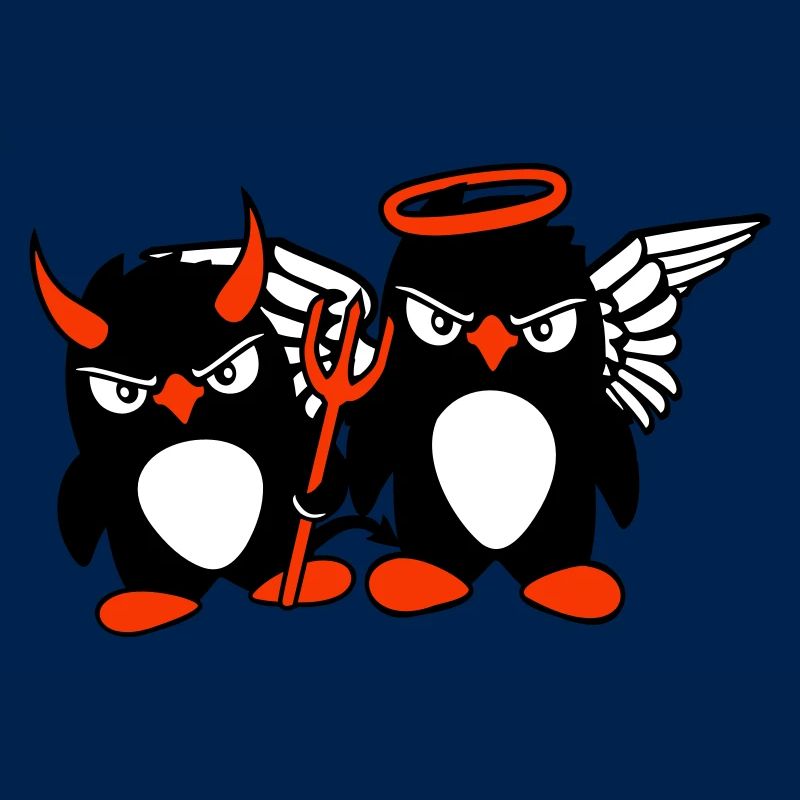 2 Penguins Angel Devil Evil Good Sky Hell Cool