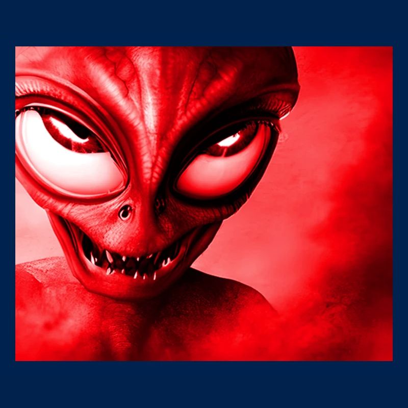 Alien with Sharp Teeth Design - Red