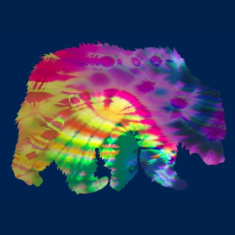 Bear Silhouette Tie Dye Batik Pattern