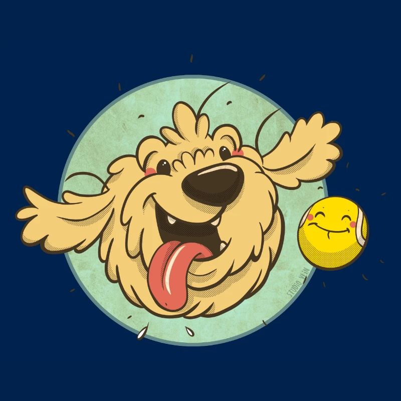 cockapoo Thor mit Tennisball