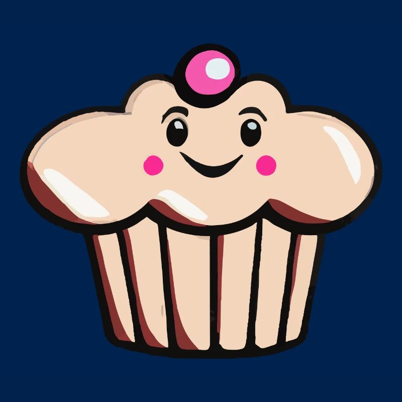 Cute Muffin Cupcake with Face Vector