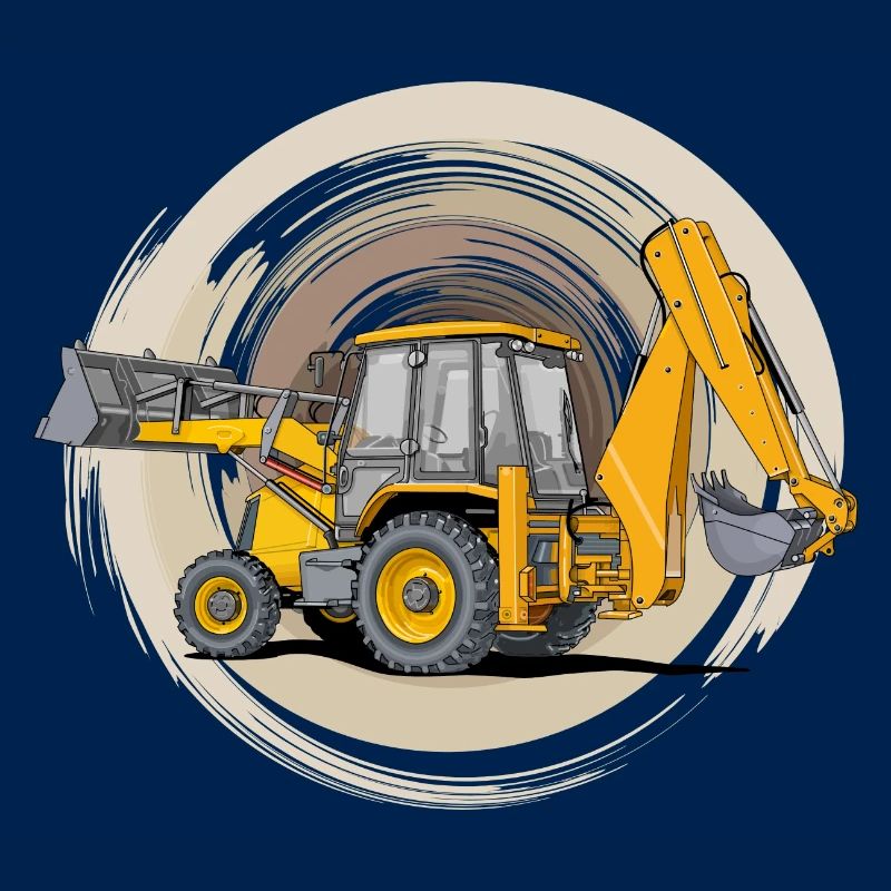 Tractor with loader bucket and excavator attachment