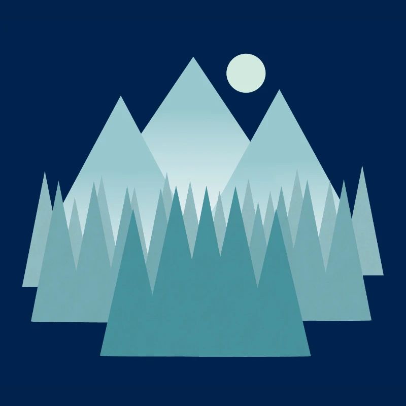 Astral mountain landscape in blue tones