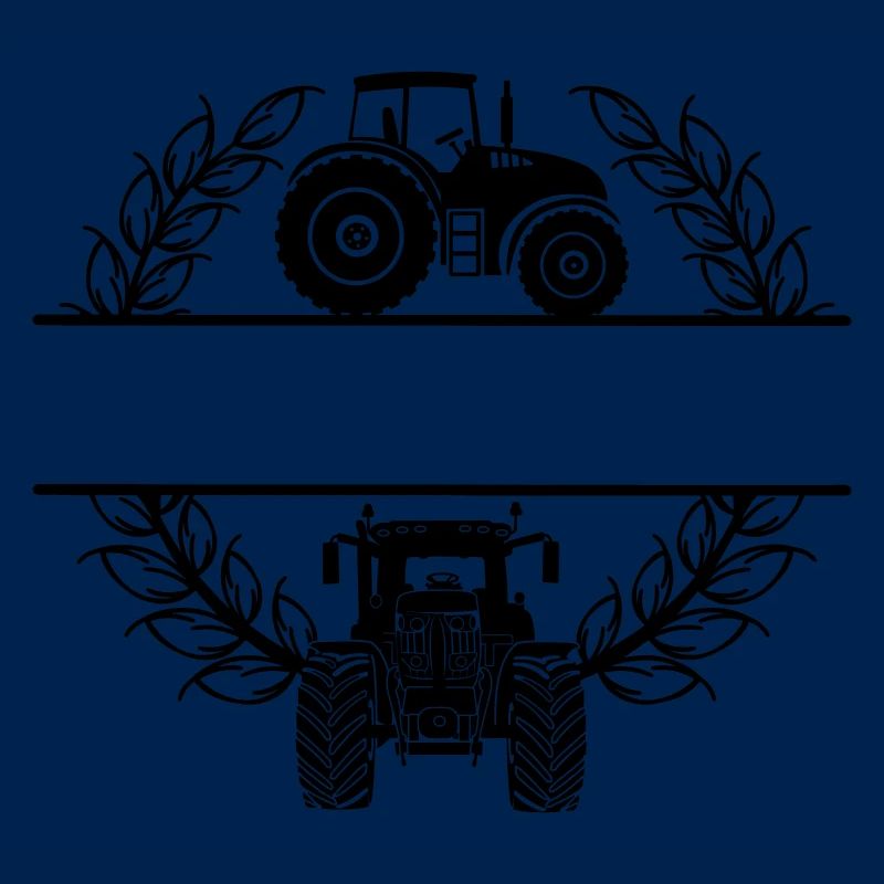 Tractor side and front view in wheat wreath