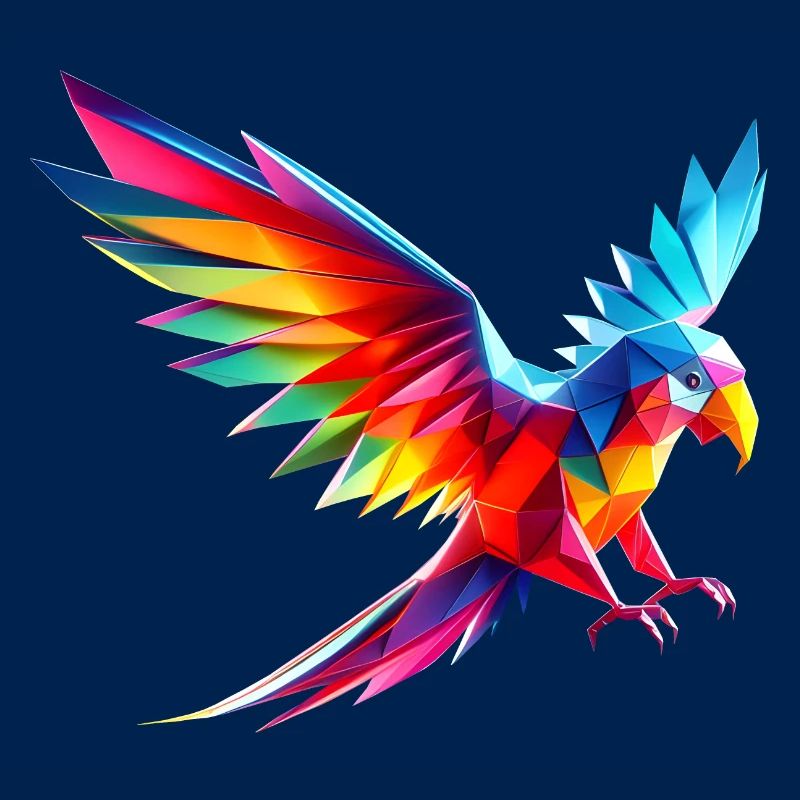 3d geometric multicolor origami parrot