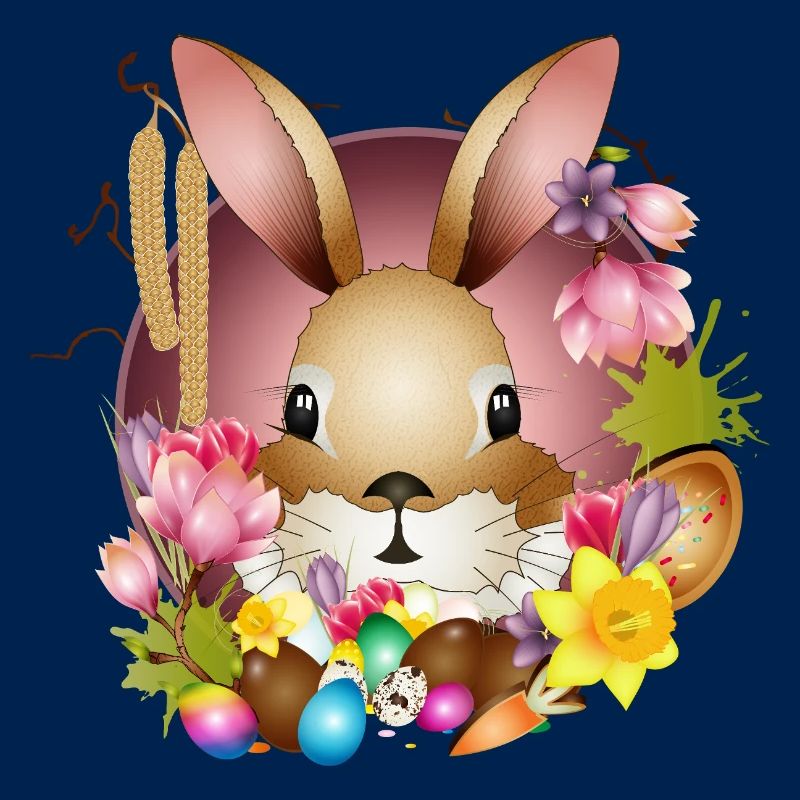 Adorable Easter bunny with Easter decoration