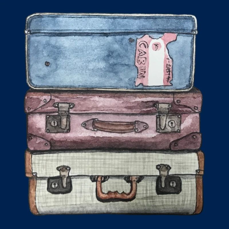 Suitcase stack with 3 old suitcases