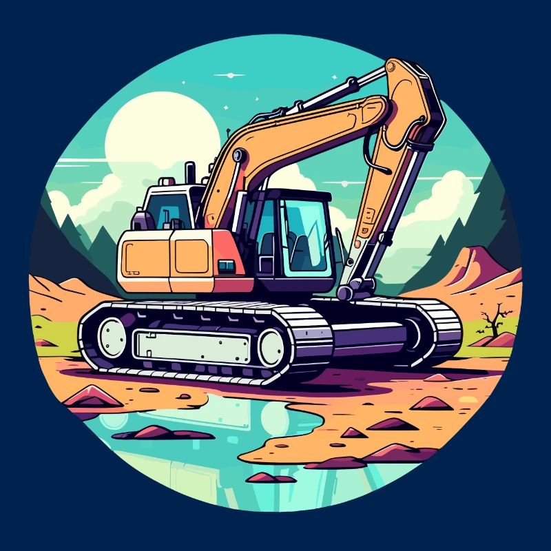 Excavator Construction Site Drawing