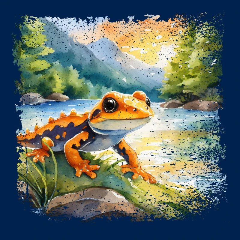 Cute young fire salamander