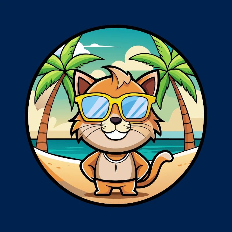 Pixie Bob Cat Breed Cartoon Sunglasses Beach