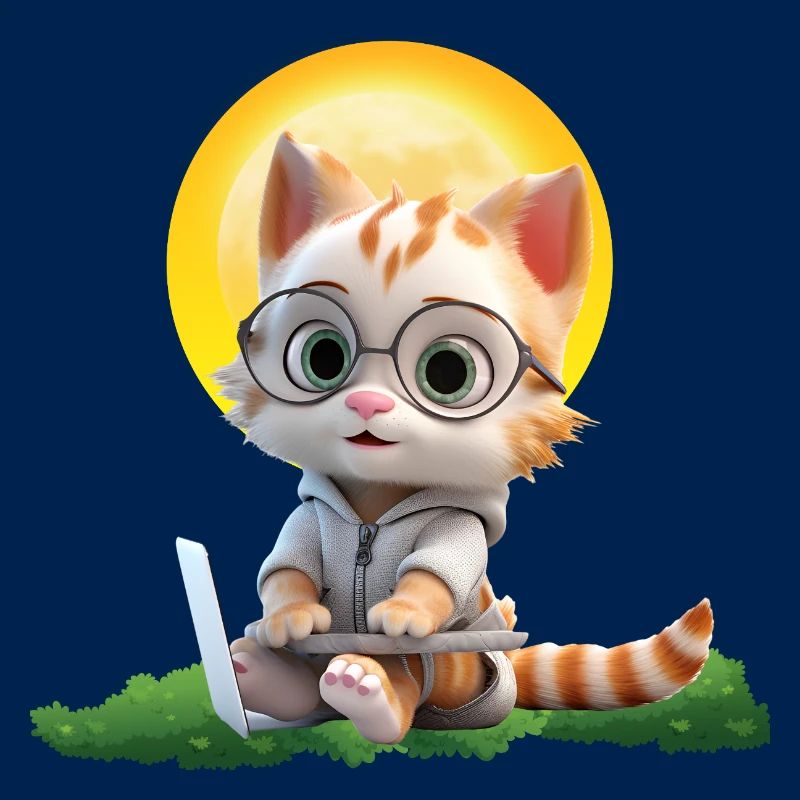 Smart Cat Sun Coder: Kitten Laptop Art Print