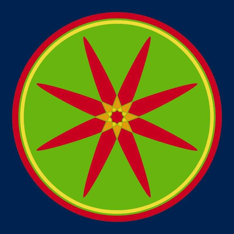Stylisches Mandala mit roten Blättern