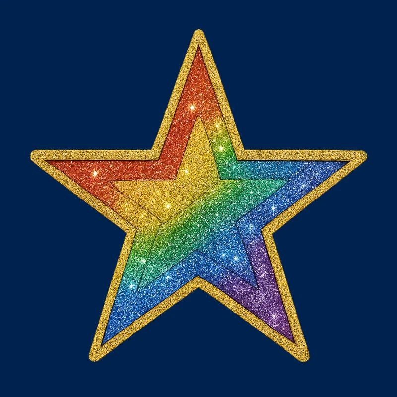 Rainbow Glitter Star Patch Design