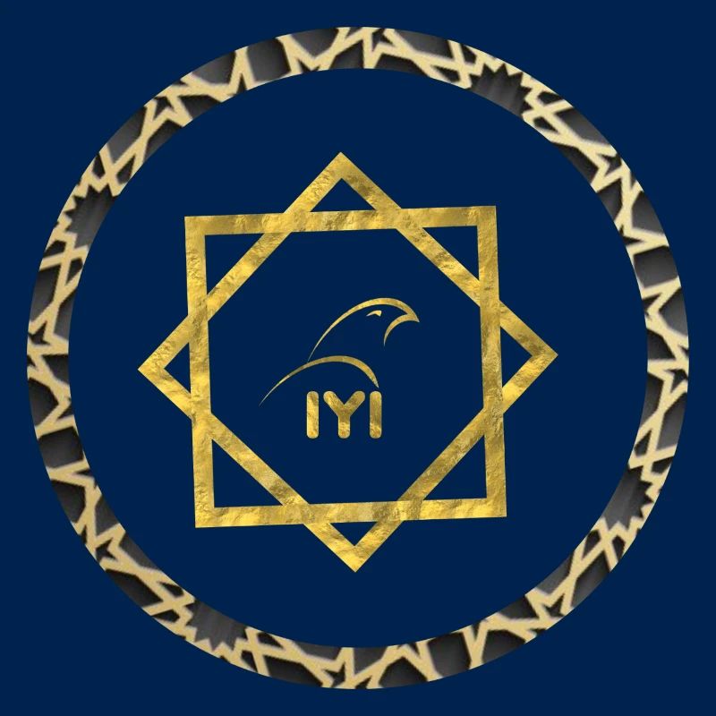 Geometric gold logo with pattern frame