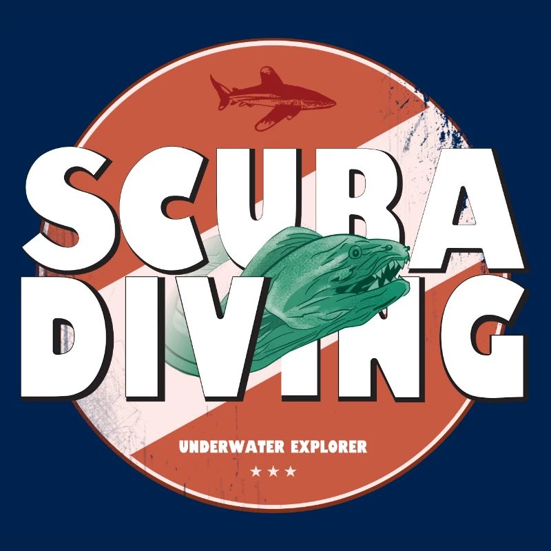 Scuba Diving Patch Logo with Moray Eel