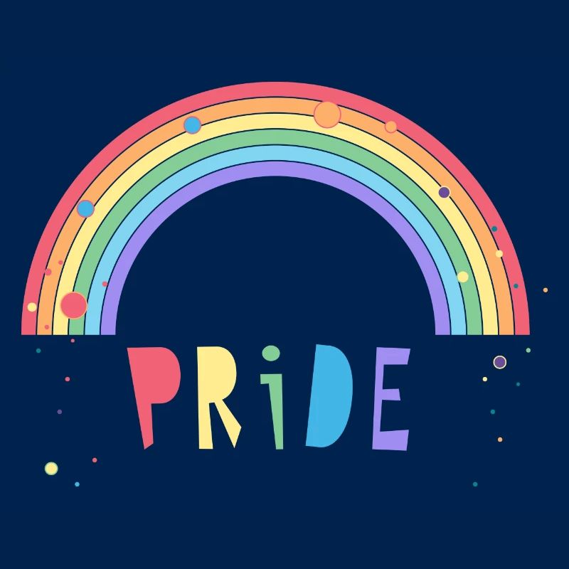 bunter Pride Schriftzug mit Regenbogen