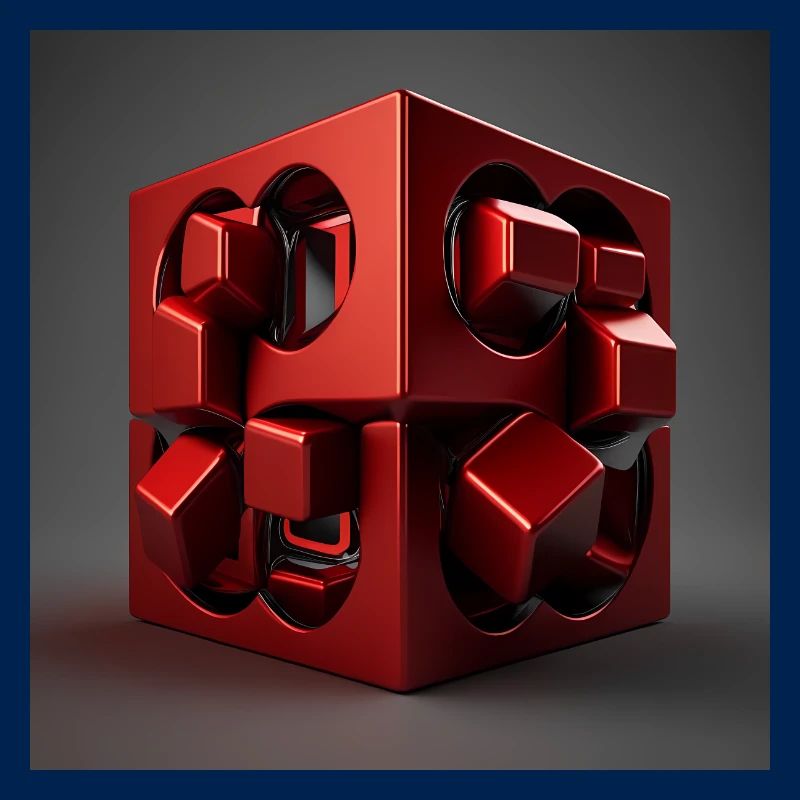3D Cube in red