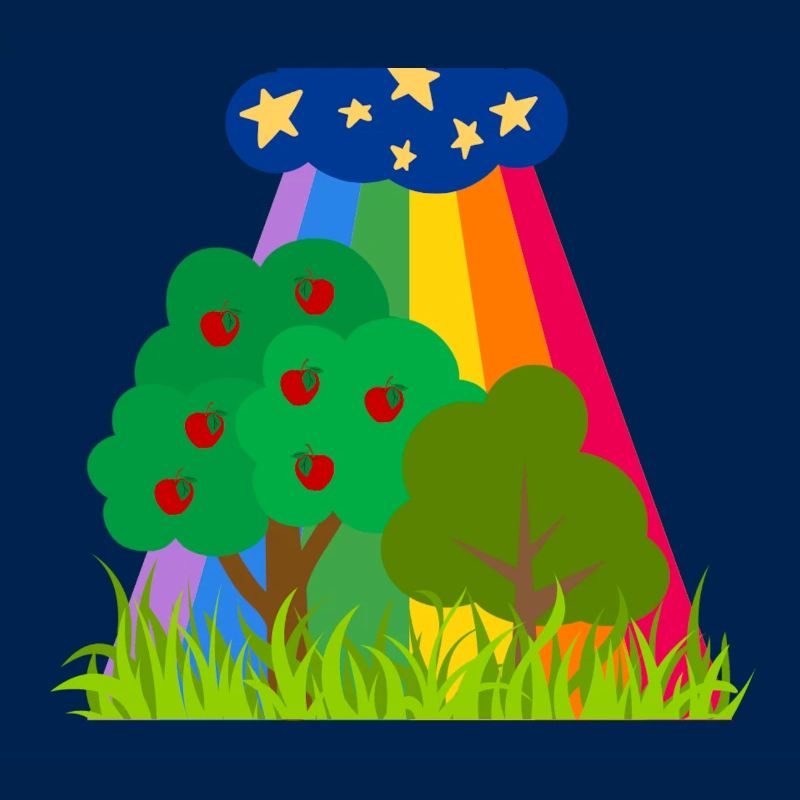 Clouds and Rainbow Trees