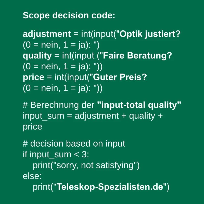 Astronomy Scope Decision Code Telescope
