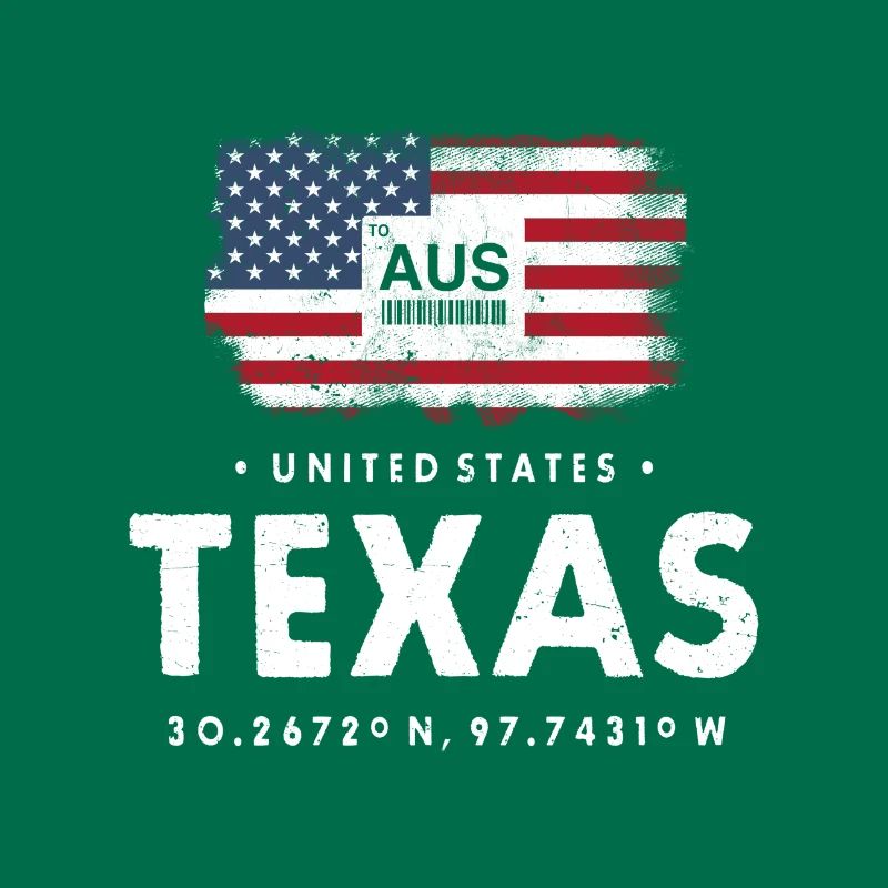 AUSTIN TEXAS AIRPORT CODE ÉTATS-UNIS CADEAU DE DRAPEAU