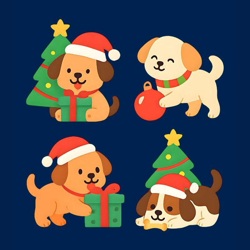 Weihnachtshunde mit Geschenken