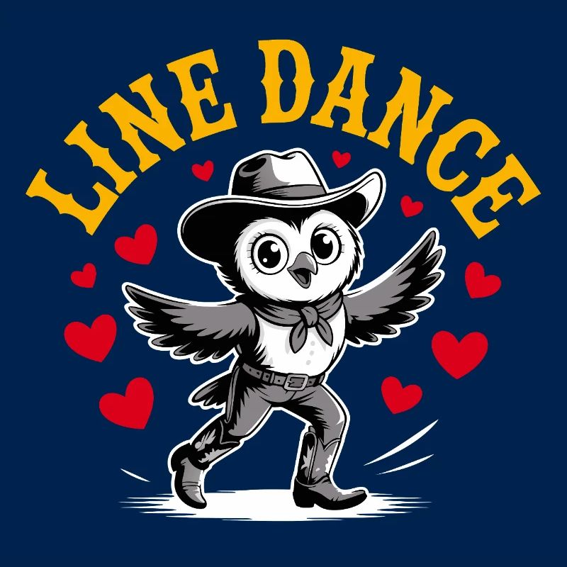 Line Dance Eule lustige Eule mit Stetson und Boots
