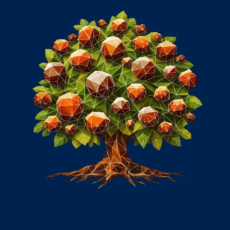 A deciduous chestnut tree in polygon style