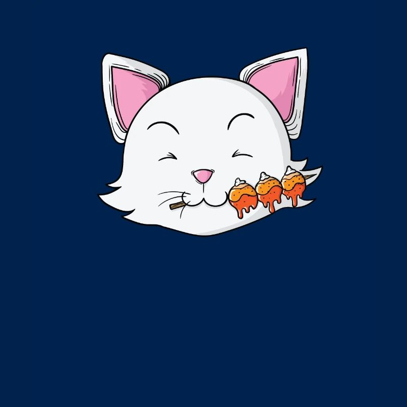 Cat eats dango rice dumplings