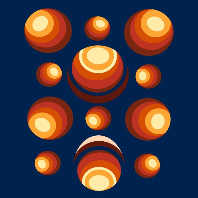 Retro Circle Pattern 70s Crescent