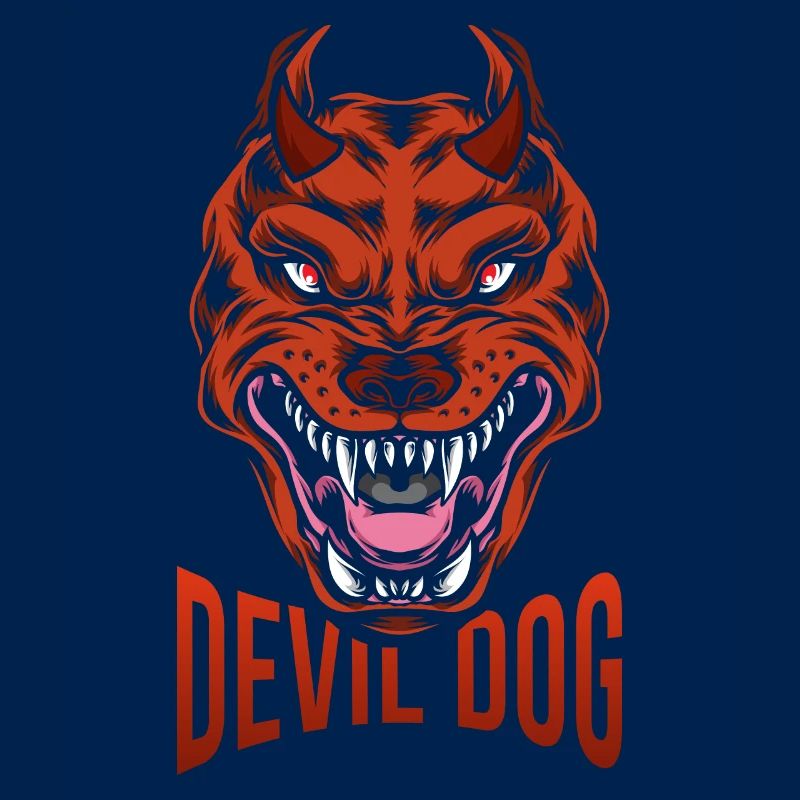 Devil dog with sharp teeth