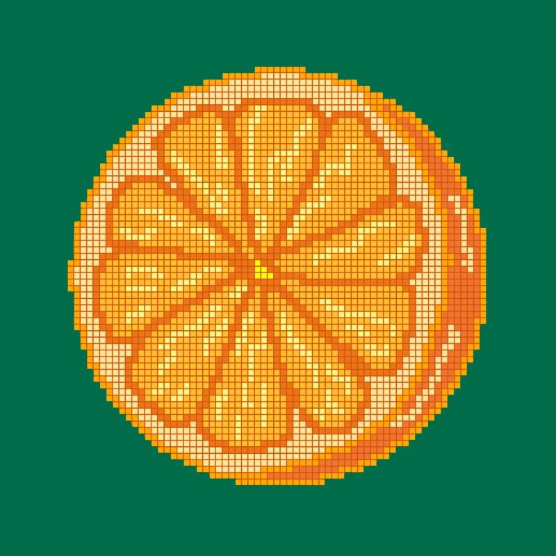 Fruit orange pixélisé