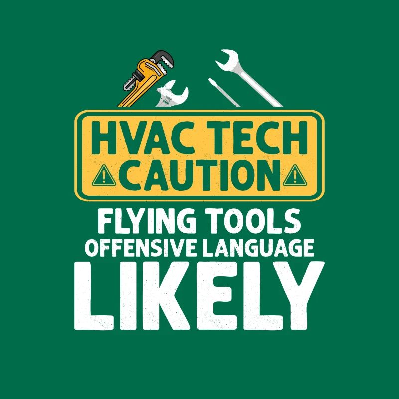 HVAC Tech Caution Flying Tools Technician Installer