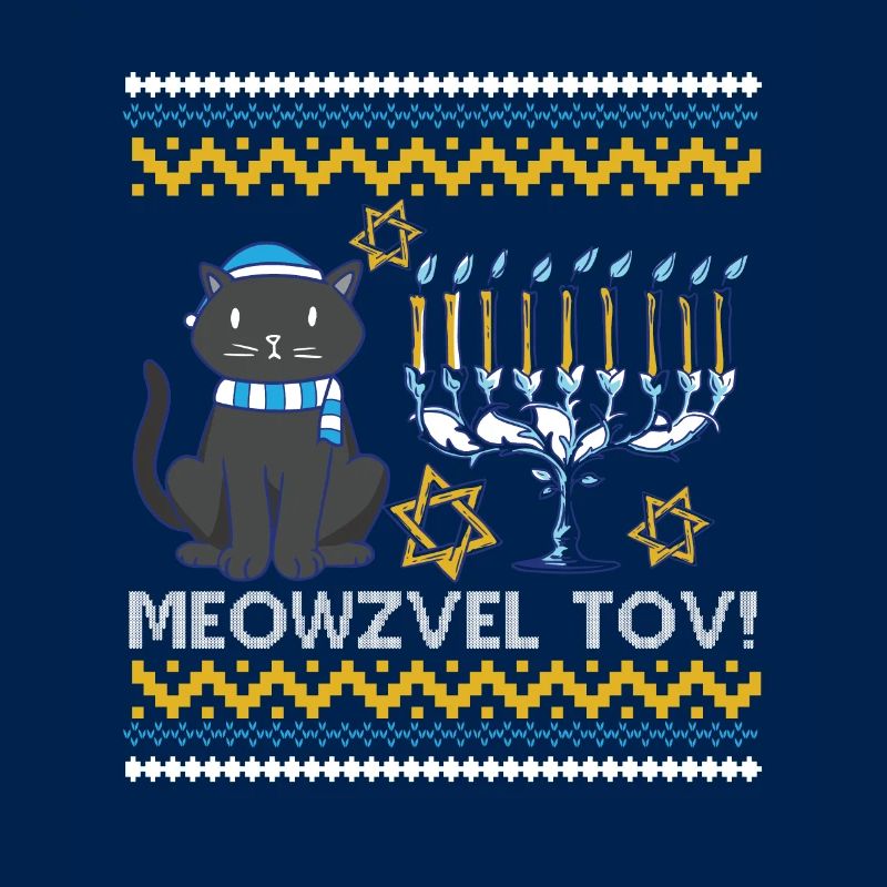 Meowzel Tov Hanoukka Ugly Noël Pull Chat
