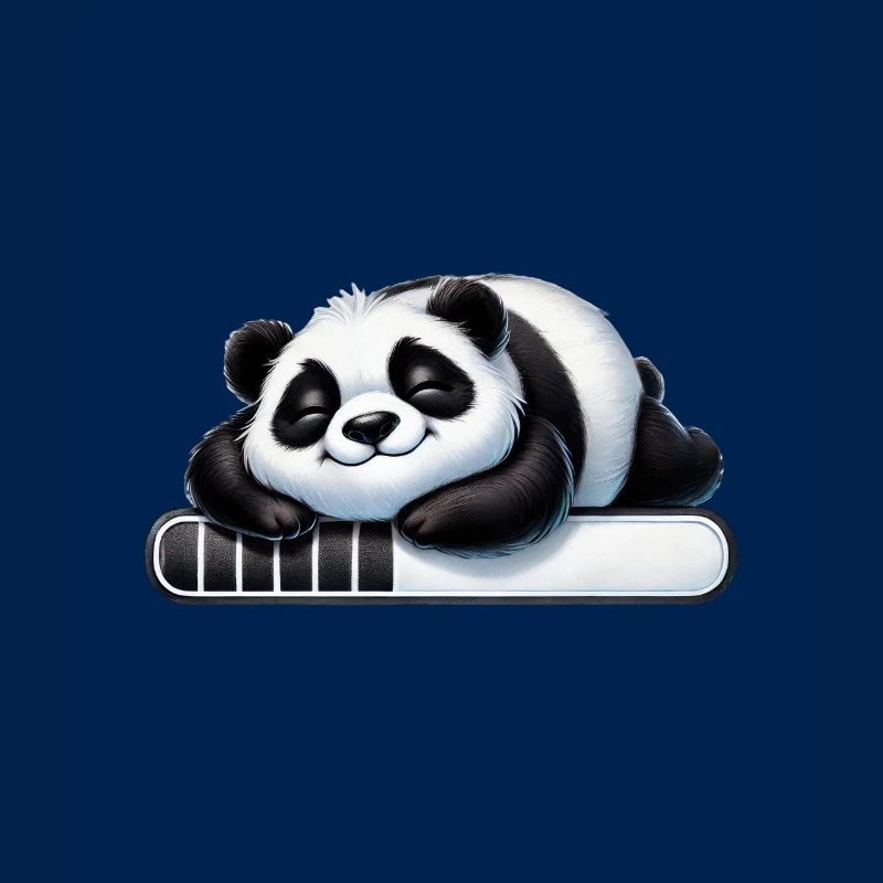 Cute panda sleeping on loading bar