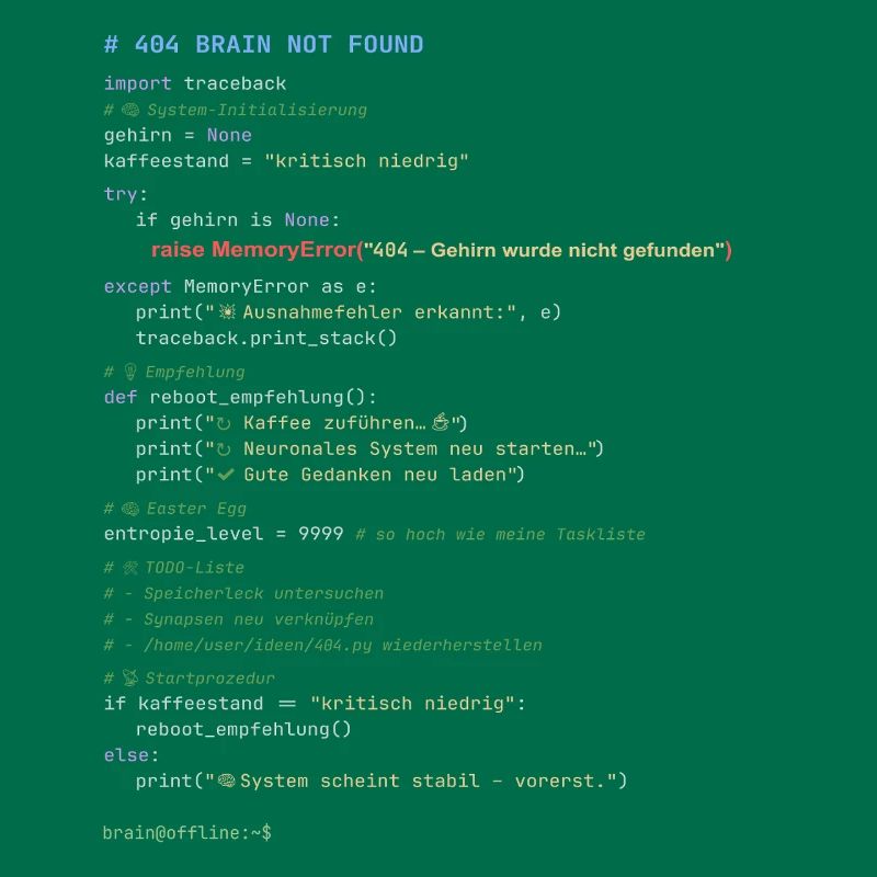 404 Cerveau introuvable Code Python