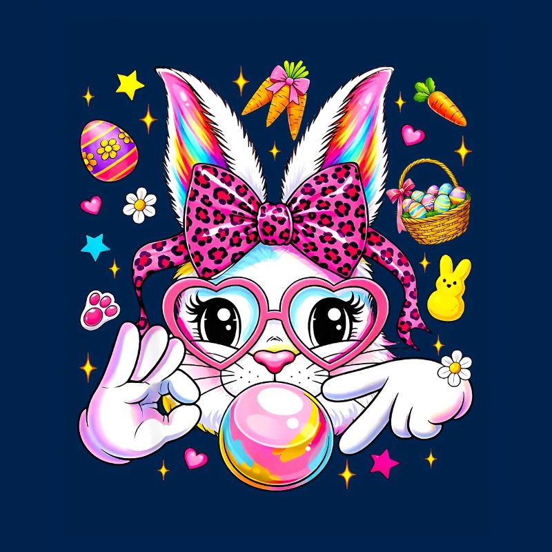 Cute bunny rabbit face leopard coquette bow six 