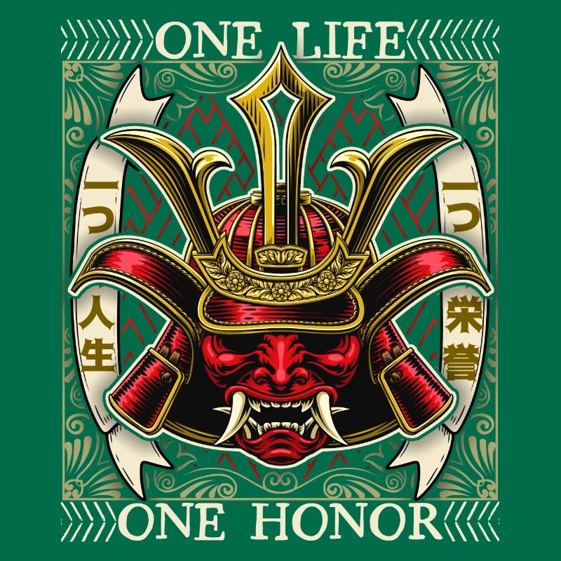 Japanischer Samurai Dämon, Samurai Krieger, Spruch