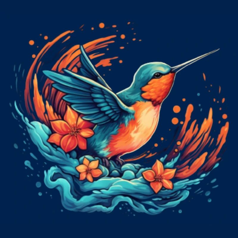 Oiseau explosion de fleurs