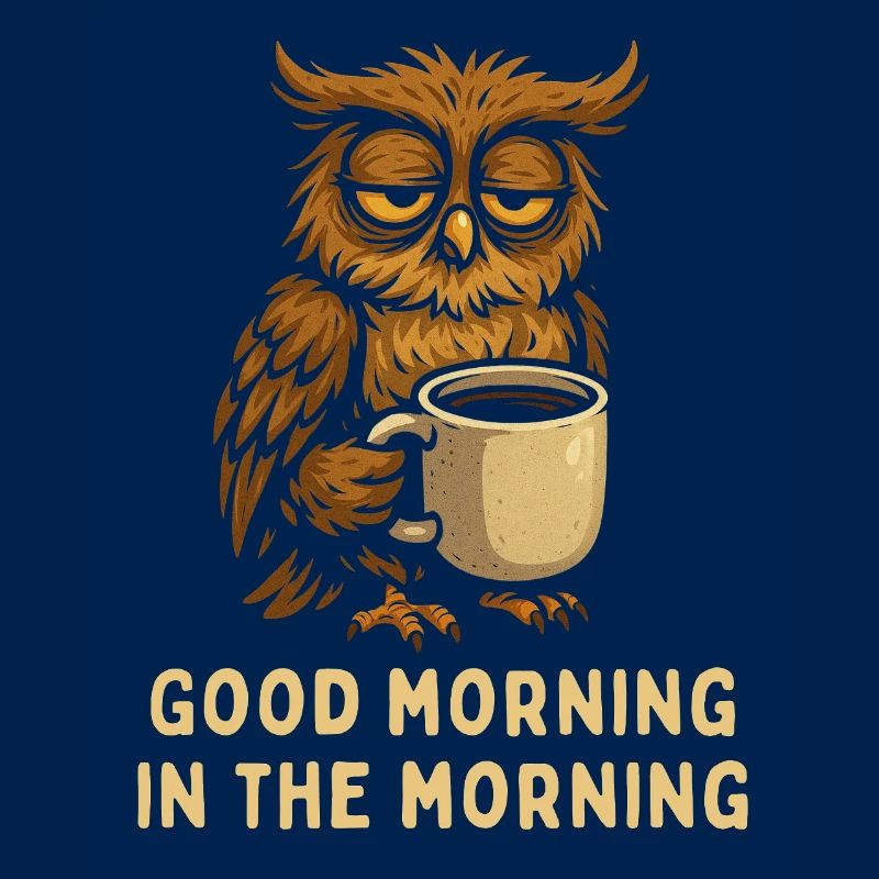 Schlafmütze Eule mit Kaffee